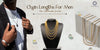 [Chain Lengths for Men - The Ultimate Guide by Ouros Jewels. A display of different chain lengths on a black stand, shown by a man wearing stylish outfits, highlighting various chain styles]-[ouros jewels]