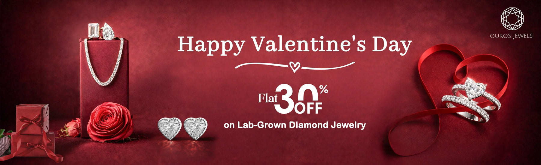 Ouros Jewels announces a Valentine’s Day Sale with flat 30% off on lab grown diamond jewelry.
