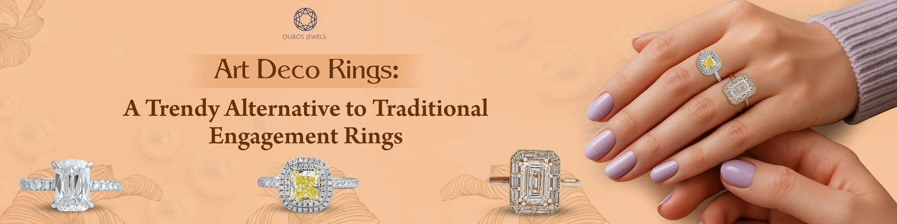 Art Deco style engagement rings with vintage-inspired diamond designs
