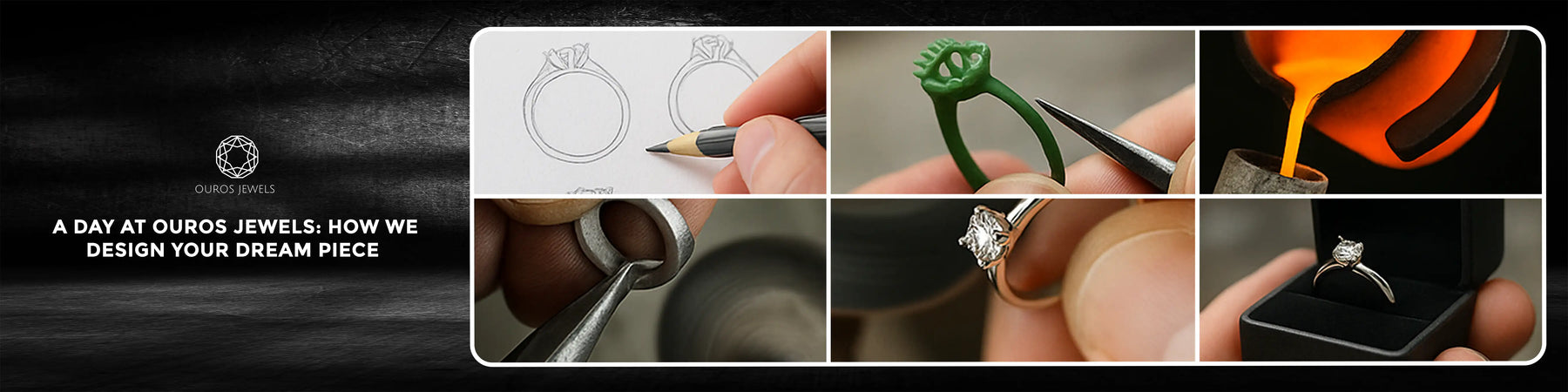 Handcrafted lab-grown diamond engagement ring being set with precision at Ouros Jewels