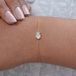 Oval Cut Lab Diamond Solitaire Chain Bracelet