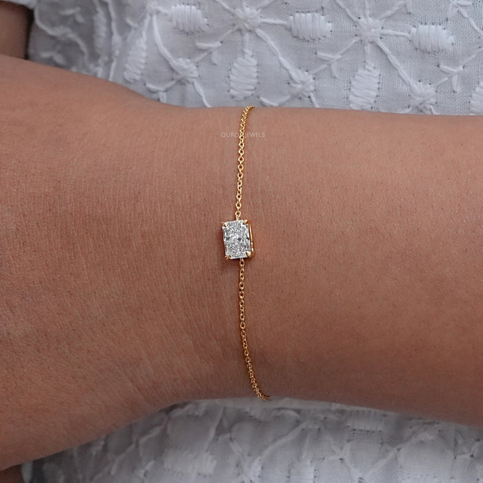 Radiant Cut Lab Diamond Solitaire Chain Bracelet