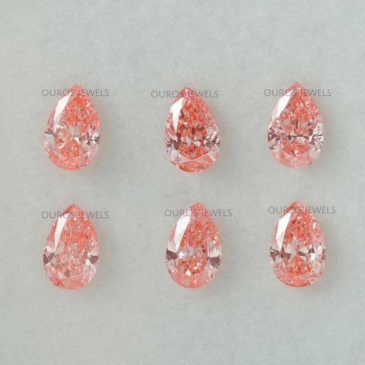 front view of 0.33 ct pink pear cut lab grown diamonds loose