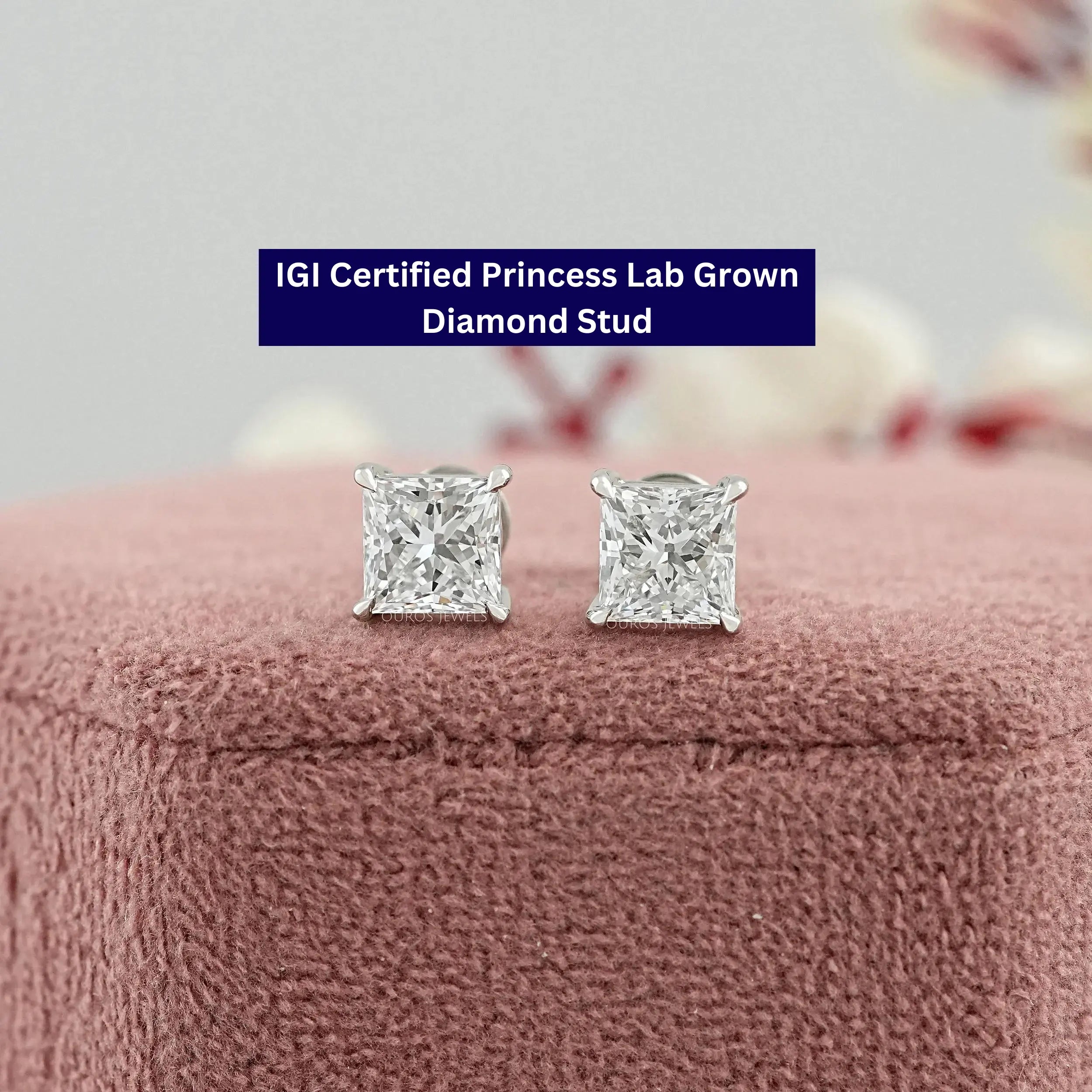 Princess Cut Lab Grown Diamond Stud