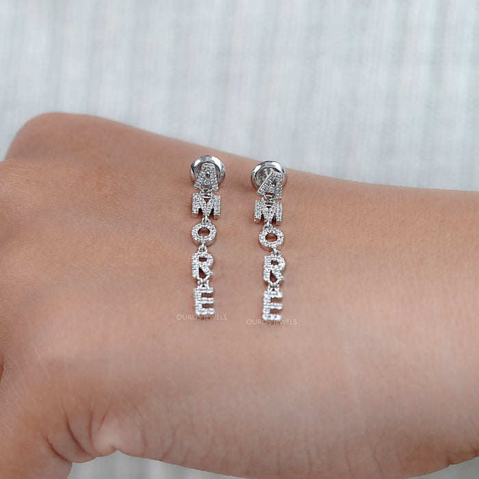 AMORE Initial Letter Round Diamond Dangle Earrings