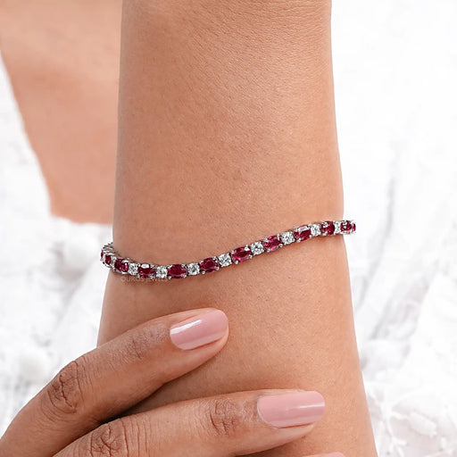 Red Ruby Oval Gemstone Bracelet