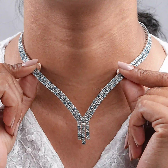 Round Cut Diamond Crystal Bridal Necklace