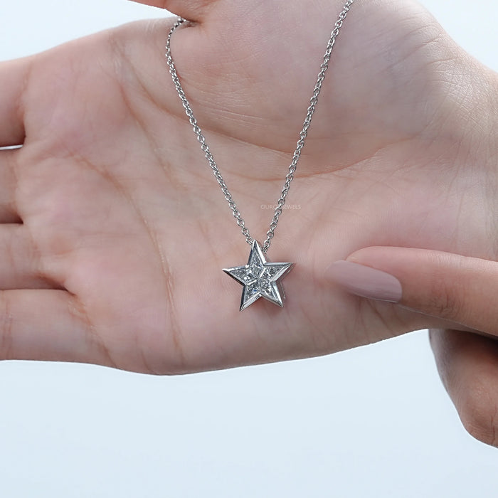 Pie Cut Diamond Star Shape Pendant