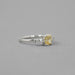 side view of canary yellow cushion-cut lab diamond 5-stone colored wedding band