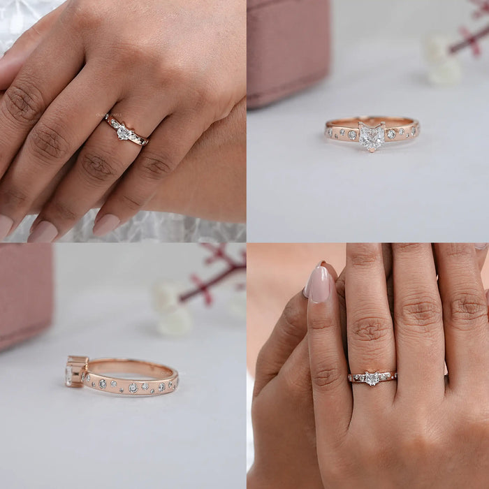 Cat Cut Lab Diamond Engagement Ring