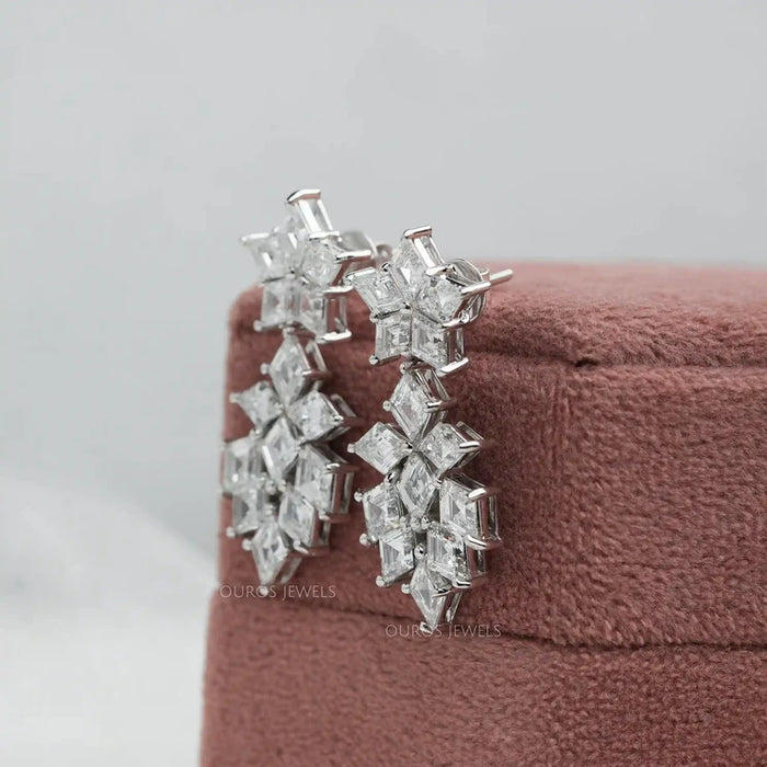 [Side View of Lonzenge Cut Earrings]-[Ouros Jewels]