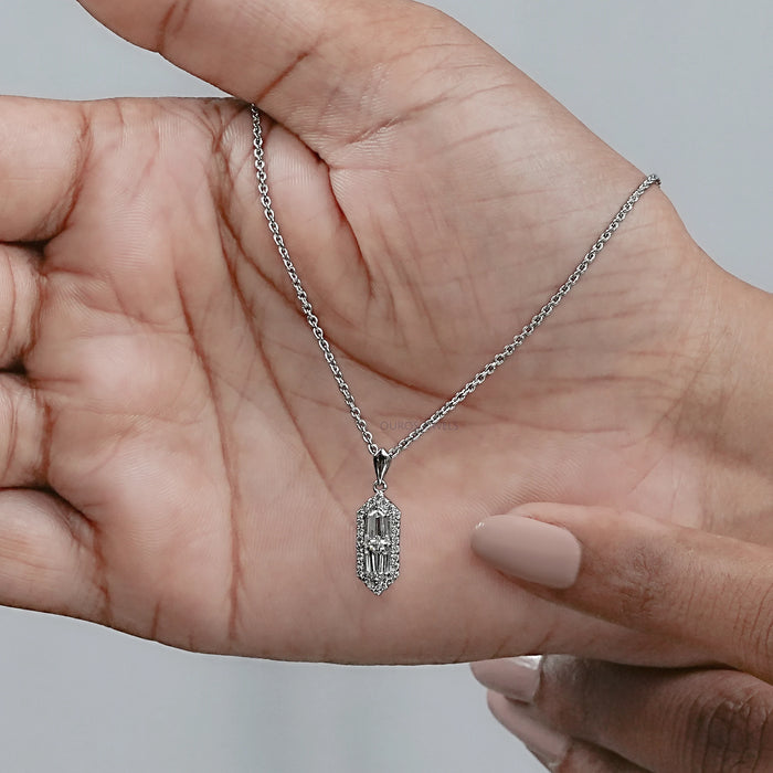 Step Cut arrow Diamond Pendant