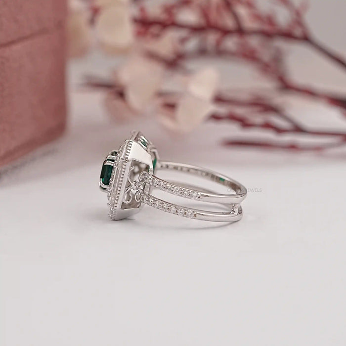 asscher cut gemstone emerald ring