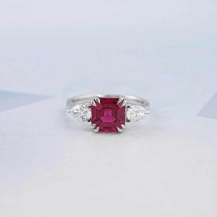 Ruby And Diamond Three Stone Ring