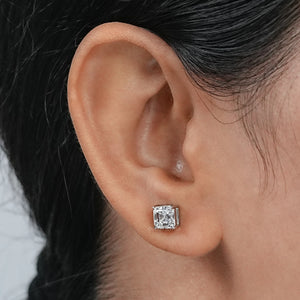 Asscher Cut Lab Grown Diamond Stud Earrings