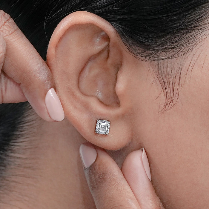 Pendientes de diamantes cultivados en laboratorio talla Asscher