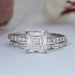 front view of asscher cut diamond solitaire bridal ring set with white gold band