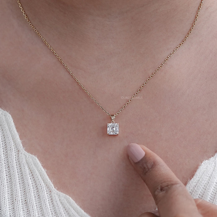 Asscher Lab Diamond Solitaire Pendant
