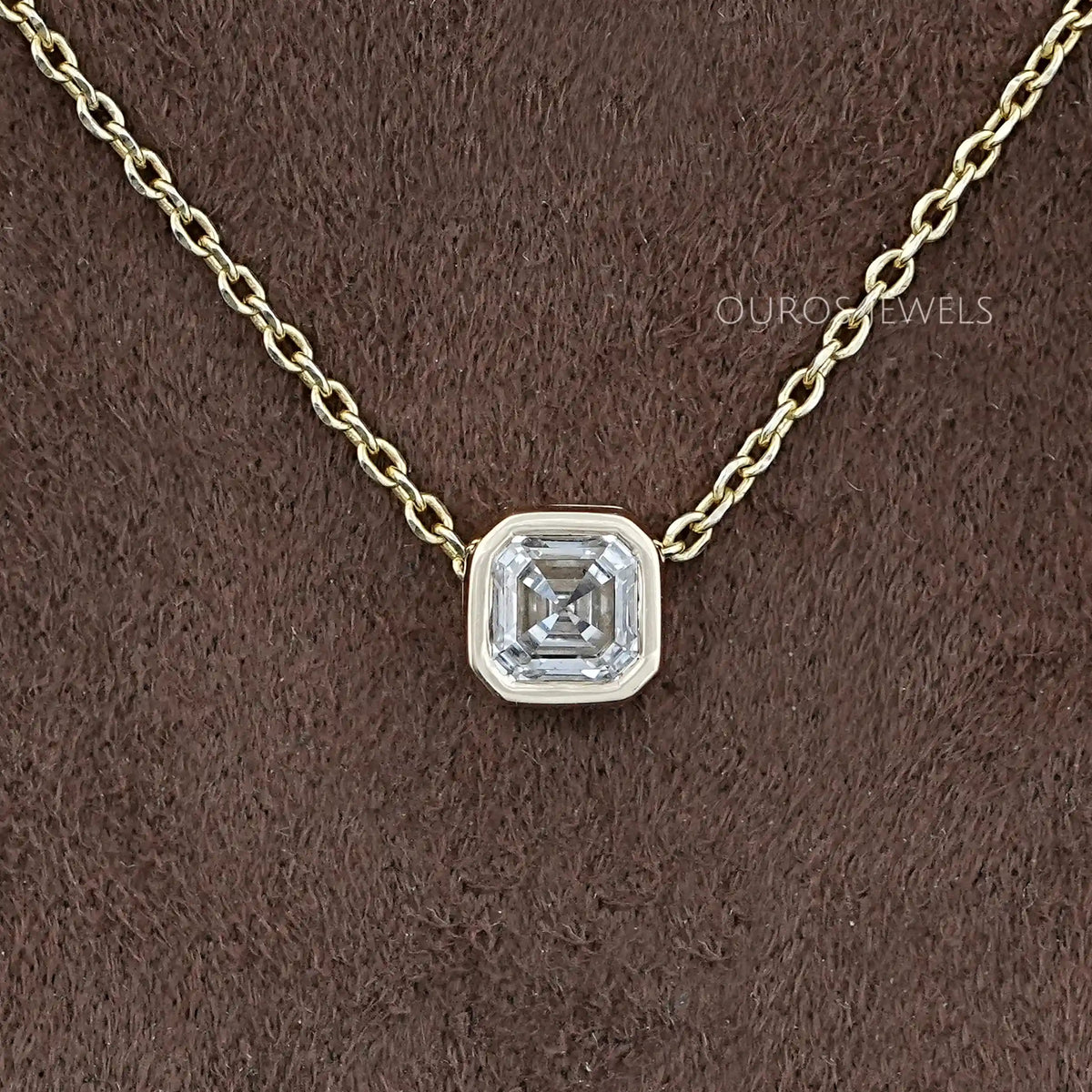 Asscher Cut Bezel Set Diamond Pendant — Ouros Jewels