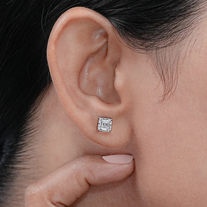 Pendientes de diamantes cultivados en laboratorio talla Asscher