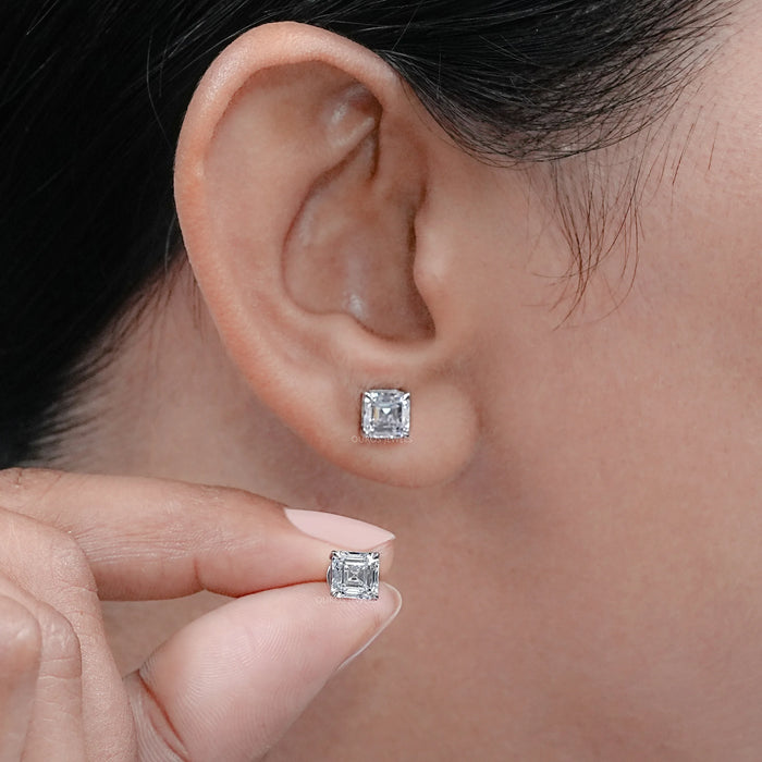 Pendientes de diamantes cultivados en laboratorio talla Asscher