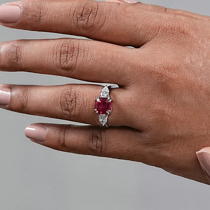 Ruby And Diamond Three Stone Ring