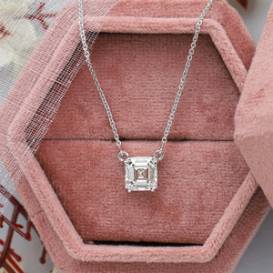 Asscher Cut Lab Grown Diamond Solitaire Pendant