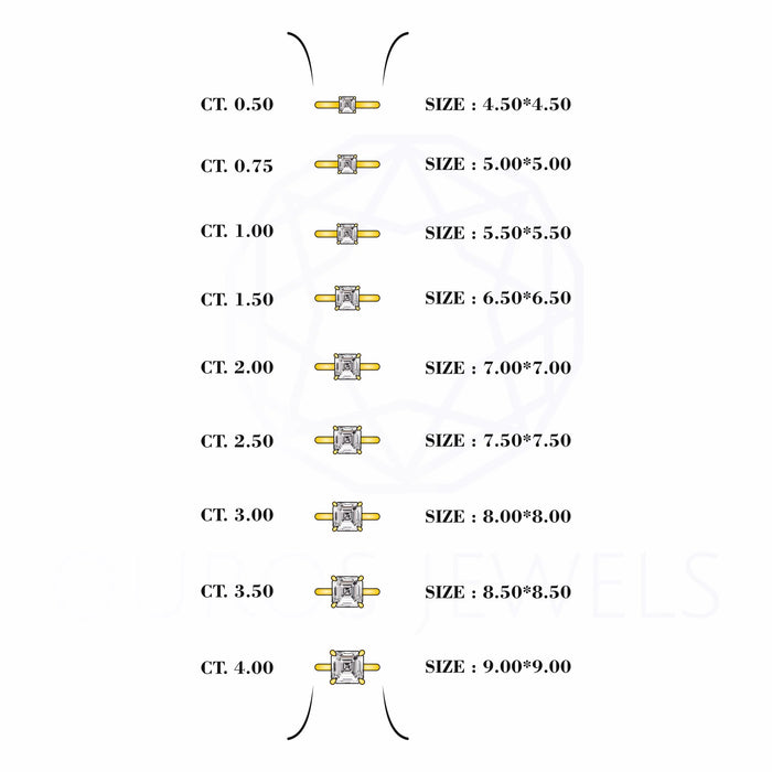Asscher Cut Solitaire Diamond Engagement Ring