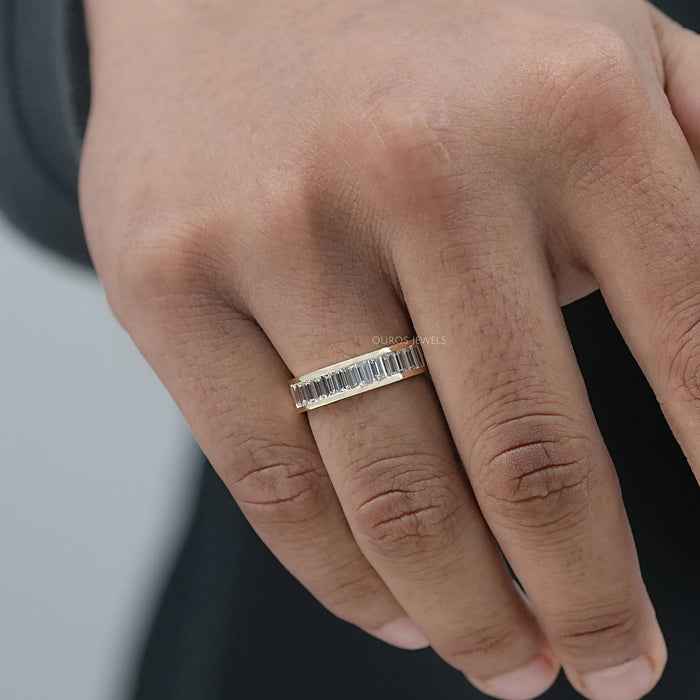 Baguette Diamond Mens Wedding Band