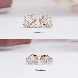 [Baguette Cut Lab Diamond Earrings]-[Ouros Jewels]