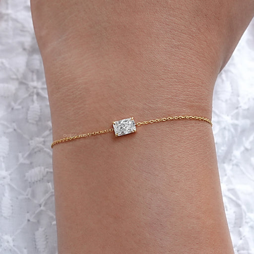 Radiant Cut Lab Diamond Solitaire Chain Bracelet