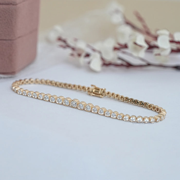 Classic Round Bezel Lab Diamond Tennis Bracelet