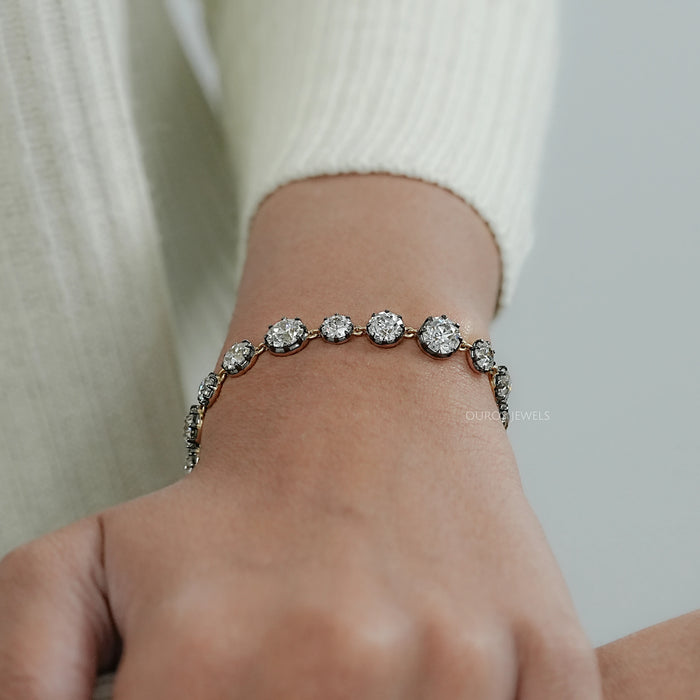 Old European Round Diamond Tennis Bracelet - With Black Coating
