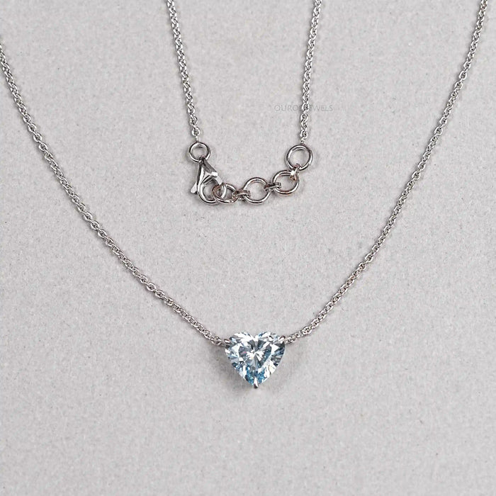 Blue Heart Cut Lab Grown Diamond Solitaire Pendant
