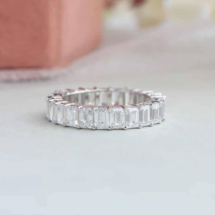 Emerald Cut Lab Grown Diamond Full Eternity Wedding Band