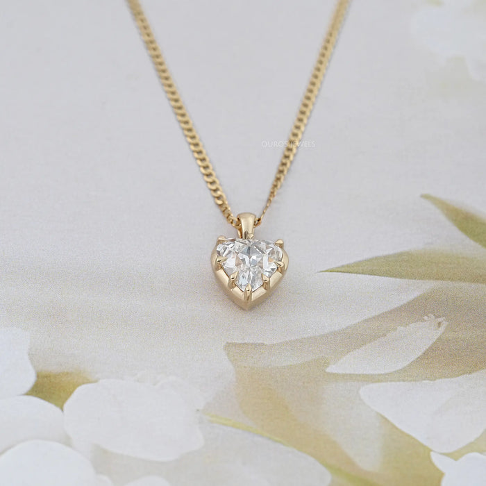 Old Mine Heart Lab Diamond Solitaire Pendant