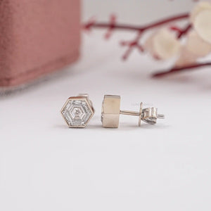 hexagon cut bezel set stud earrings 