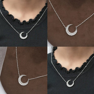 Collage of Round Diamond Crescent Moon Pendant