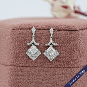 Carre Cut  Lab Diamond  Dangle  Earring