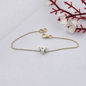 Heart Cut Lab Diamond Solitaire Chain Bracelet