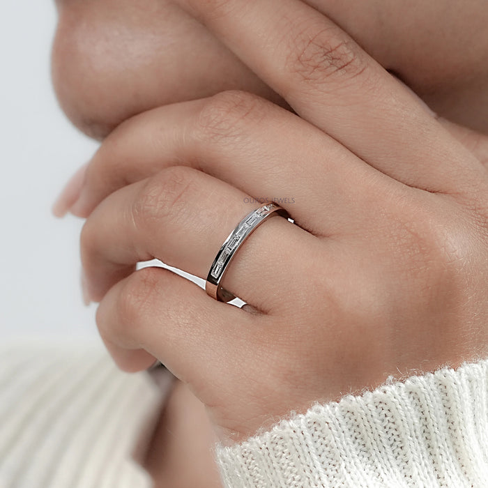 Channel Set Baguette Diamond Wedding Band