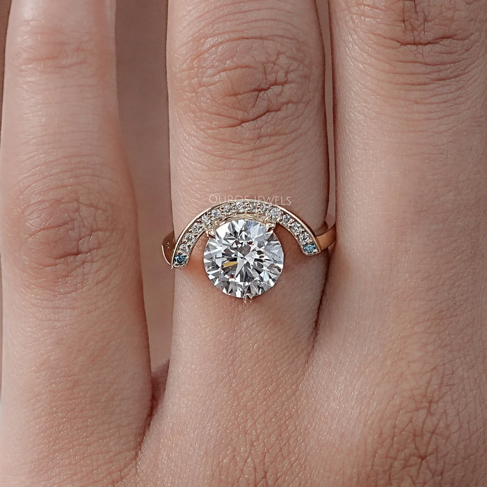 Half Halo Round Lab Diamond Engagement Ring