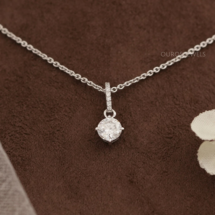 Classic Solitaire Round Cut Lab Grown Diamond Bail Pendant