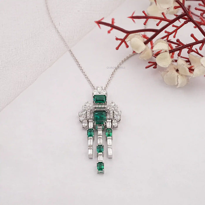 Cluster Diamond And Gemstone Pendant