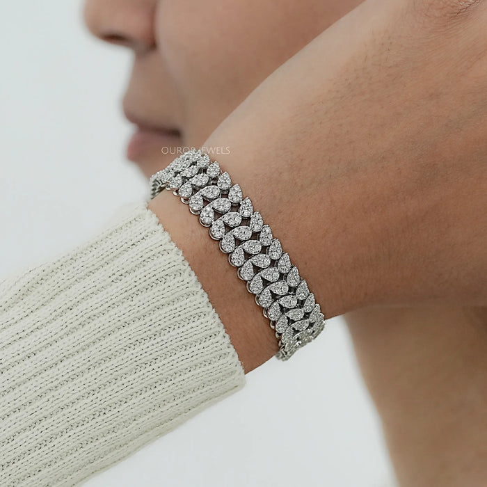 Cluster Diamond Wide Bracelet