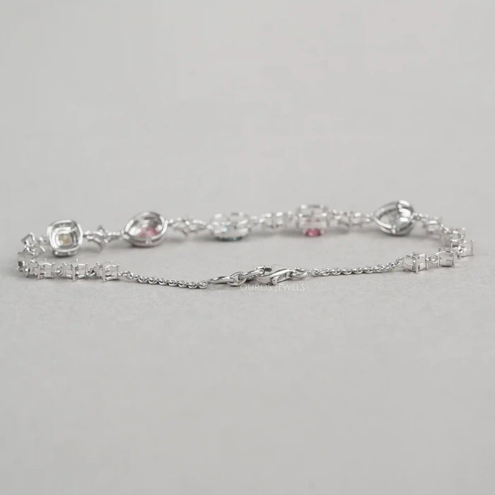 Color Diamond Halo Link Bracelet