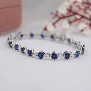 Sapphire Cushion Cut  Lab Grown Gemstone Bracelet