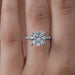 front view of cushion cut lab diamond solitaire hidden halo engagement ring