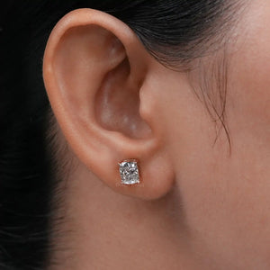 cushion diamond stud earrings rose gold 