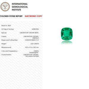 IGI Certified  Cushion Shape Colombian Emerald Gemstone